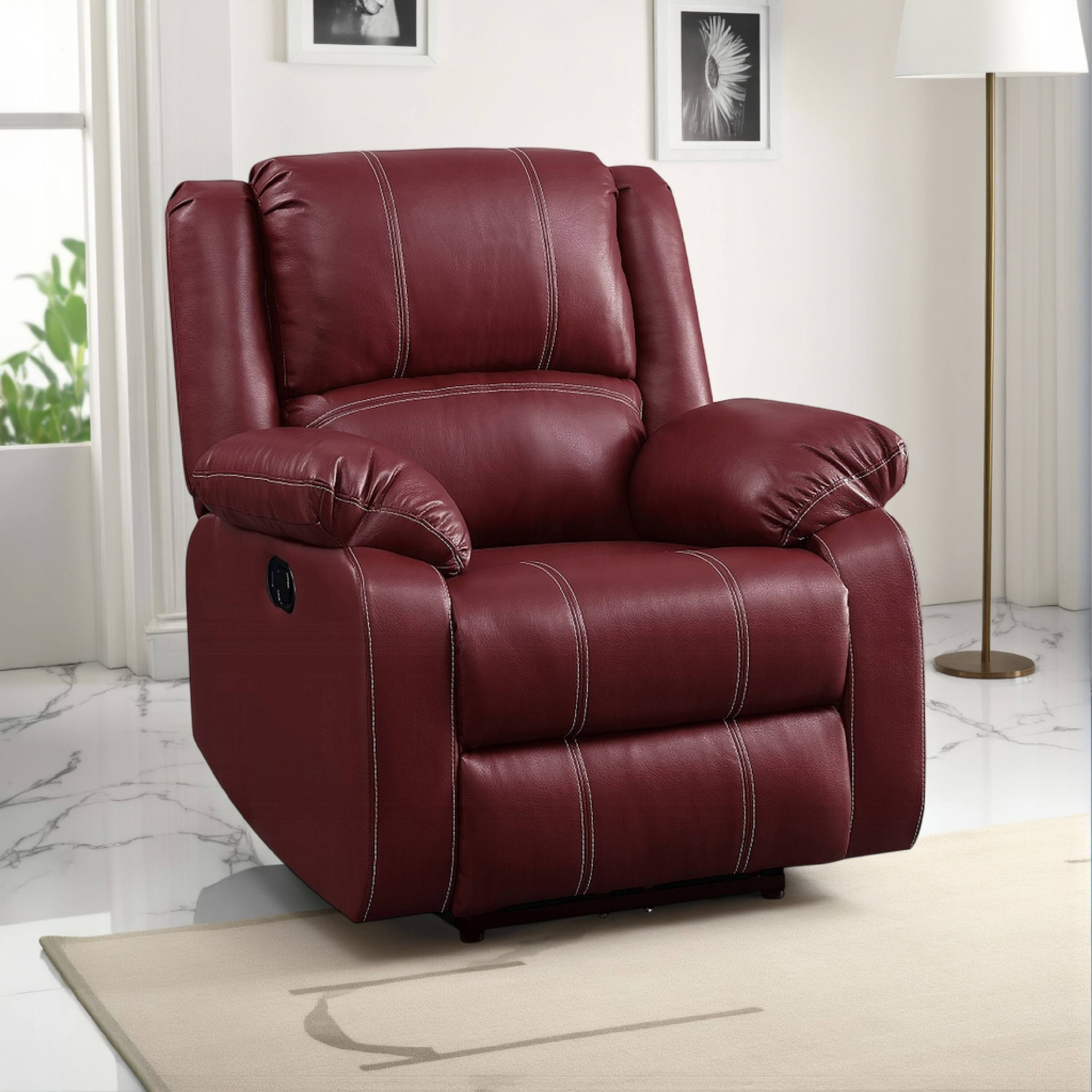 Alt View 2. Manhattan Lane - Zuru Motion Manual Rocker Recliner Chair, Plush   Faux Leather - Red.