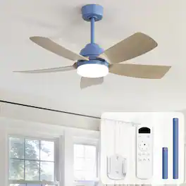 Sofucor - 42 Inch Modern Bedroom Ceiling Fans with Lights and Remote Noiseless & Reversible DC 6 Speeds for Indoor/Living Room - Blue