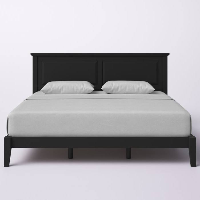 Left. Hivvago - Hivvago King Traditional Solid Oak Wooden Platform Bed Frame with Headboard - Black.