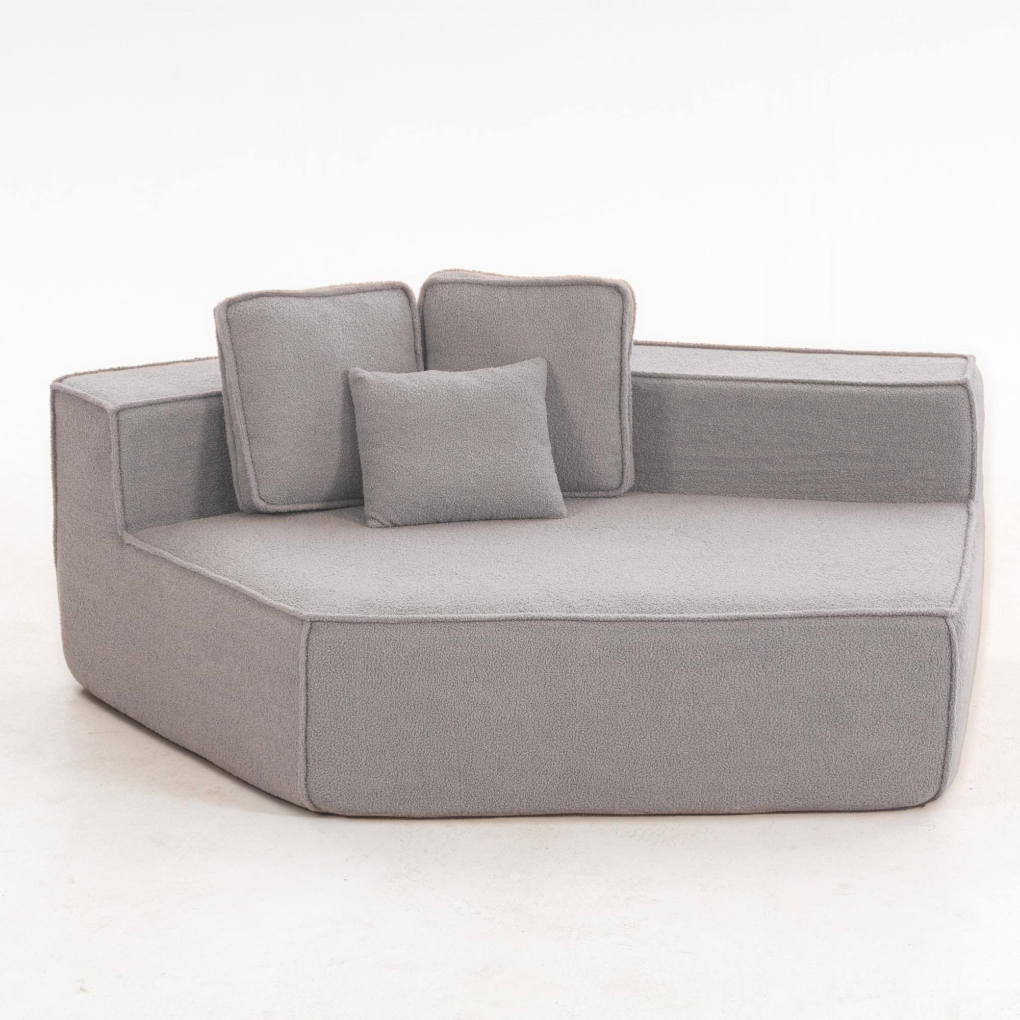 Alt View 7. GOODSILO - Soft Teddy Fleece Single Sofa Chair with Wide Seat and Back Cushions for Cozy Lounging in Small Spaces - Grey.