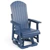 Front. Fortune Candy - HIPS Swivel Patio Glider, Poly Lumber Weather Resistant Outdoor Chair, for Patio, Porch, Yard - Navy Blue.