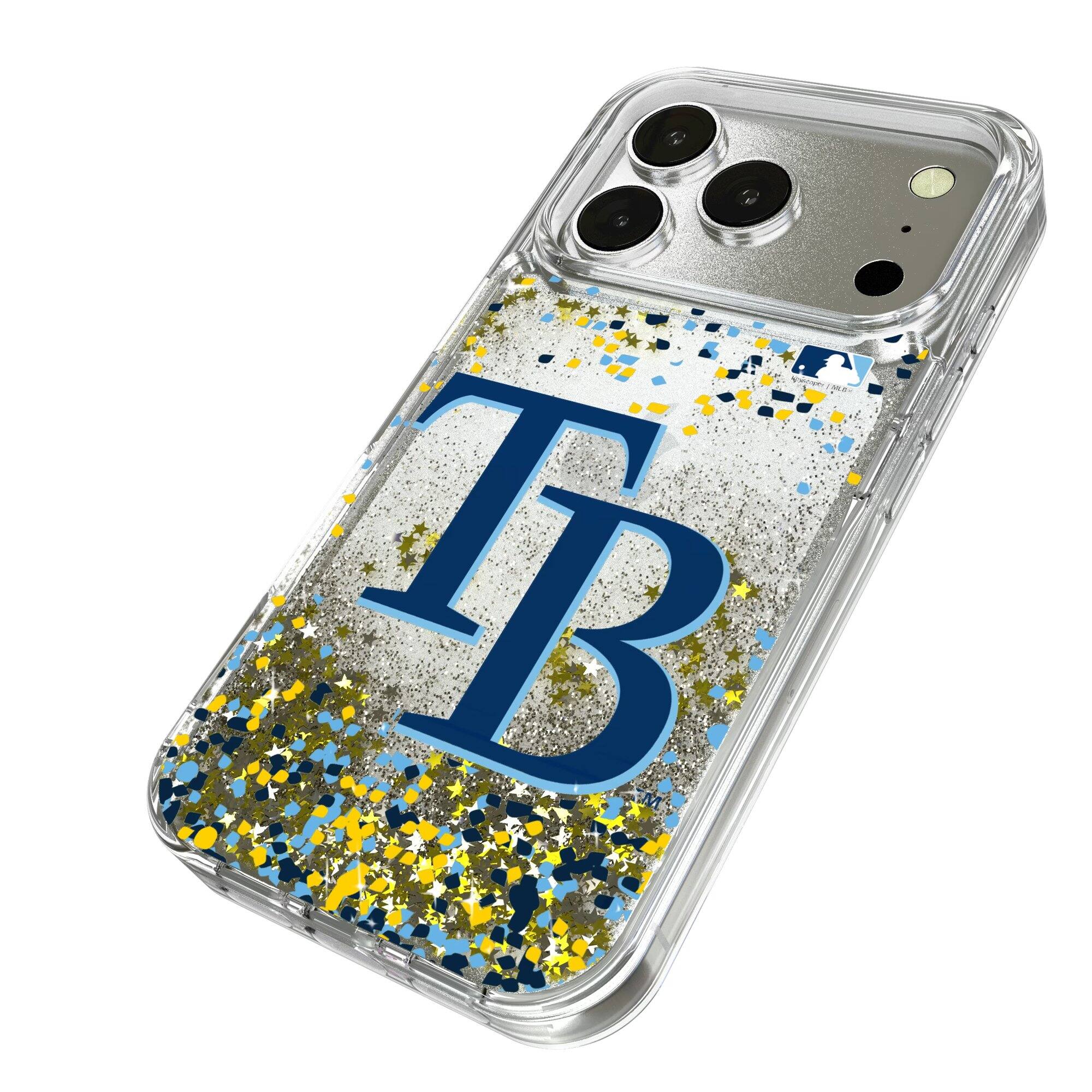 Alt View 1. Keyscaper - Tampa Bay Rays Glitter Confetti iPhone Case - 14 Pro Max - Multicolor.