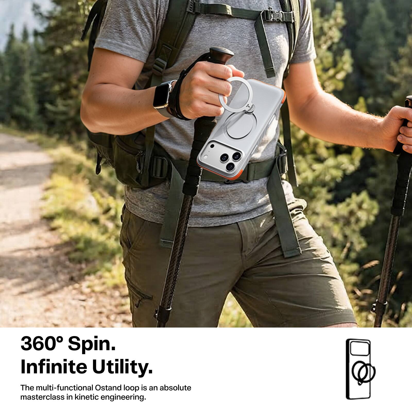 360° Spin.  
Infinite Utility.  
The multi-functional Ostand loop is an absolute masterclass in kinetic engineering.