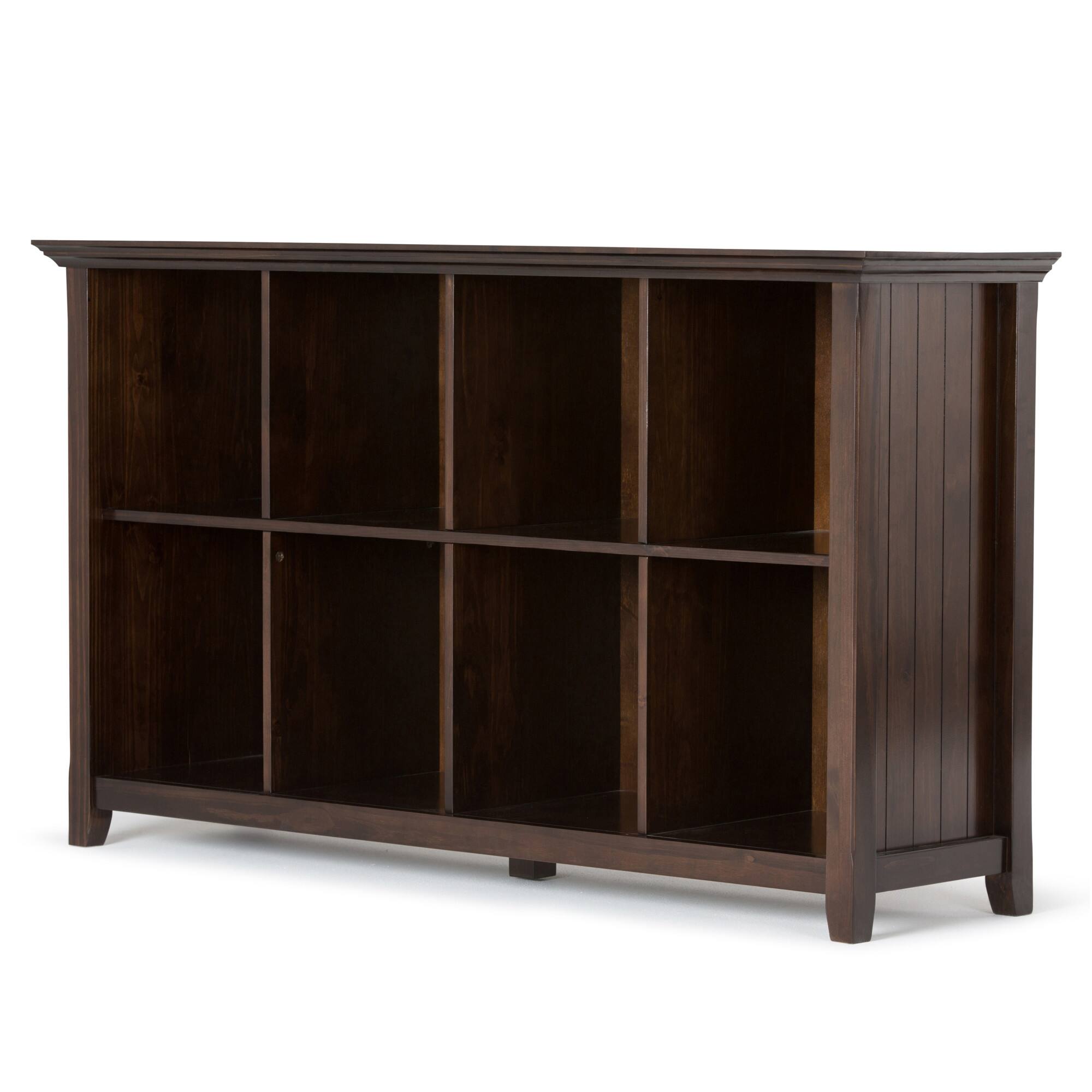 Angle. Simpli Home - Acadian 8 Cube Storage Sofa Table - Brunette Brown.