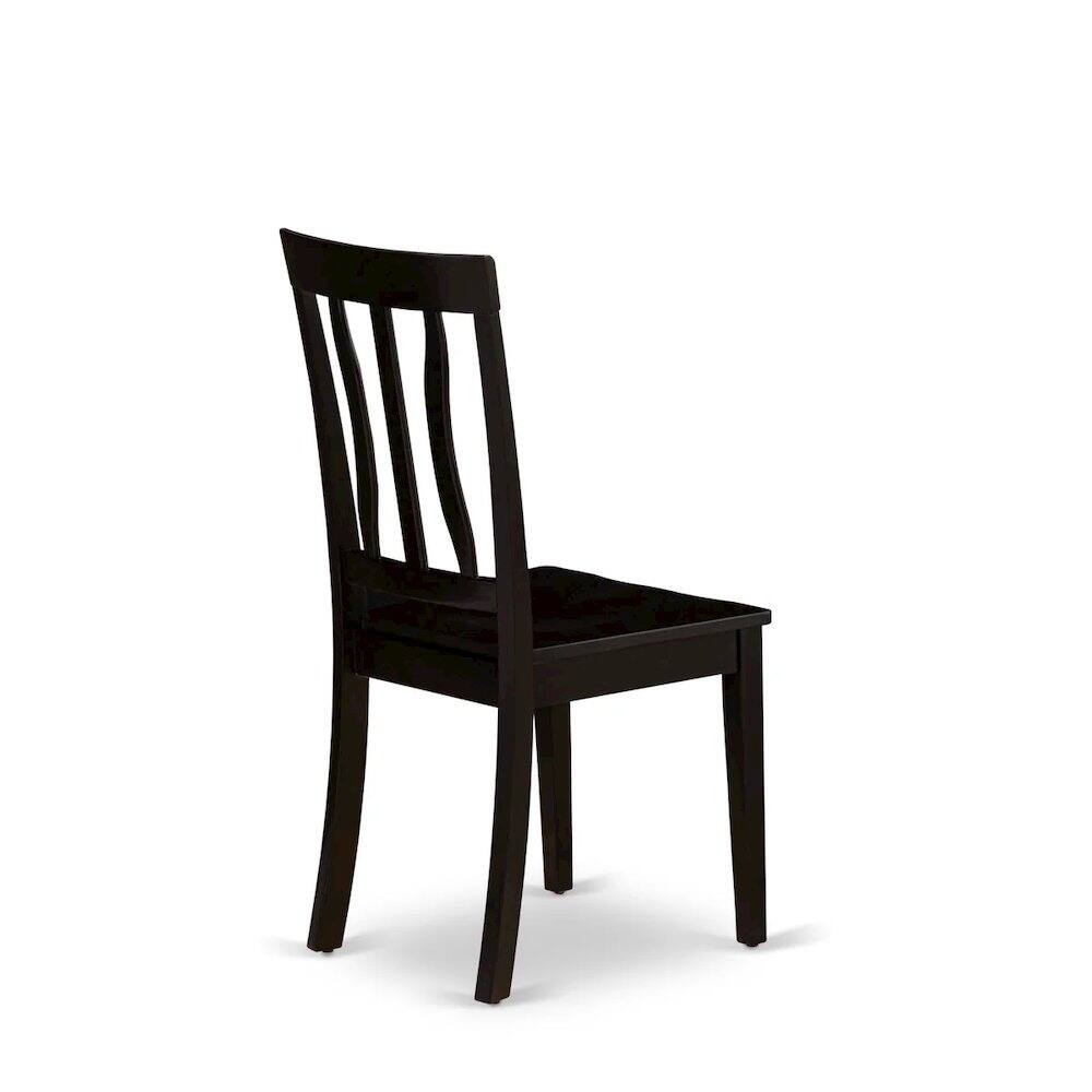 Angle. East West Furniture - Antique Dining Room Chairs - Slat Back Wooden Seat Chairs - Cappuccino.