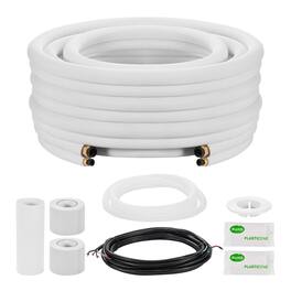 VEVOR - 50ft Mini Split Line Set, 3/8” & 5/8” OD AC Copper Tubing Pipe, 3/8 PE Thickened Insulated Coil with Flared Nuts - White