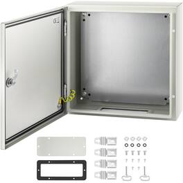VEVOR - NEMA Steel Enclosure, 16 x 16 x 6 in, NEMA 4X Steel Electrical Box, IP66 Waterproof & Dustproof - Gray White