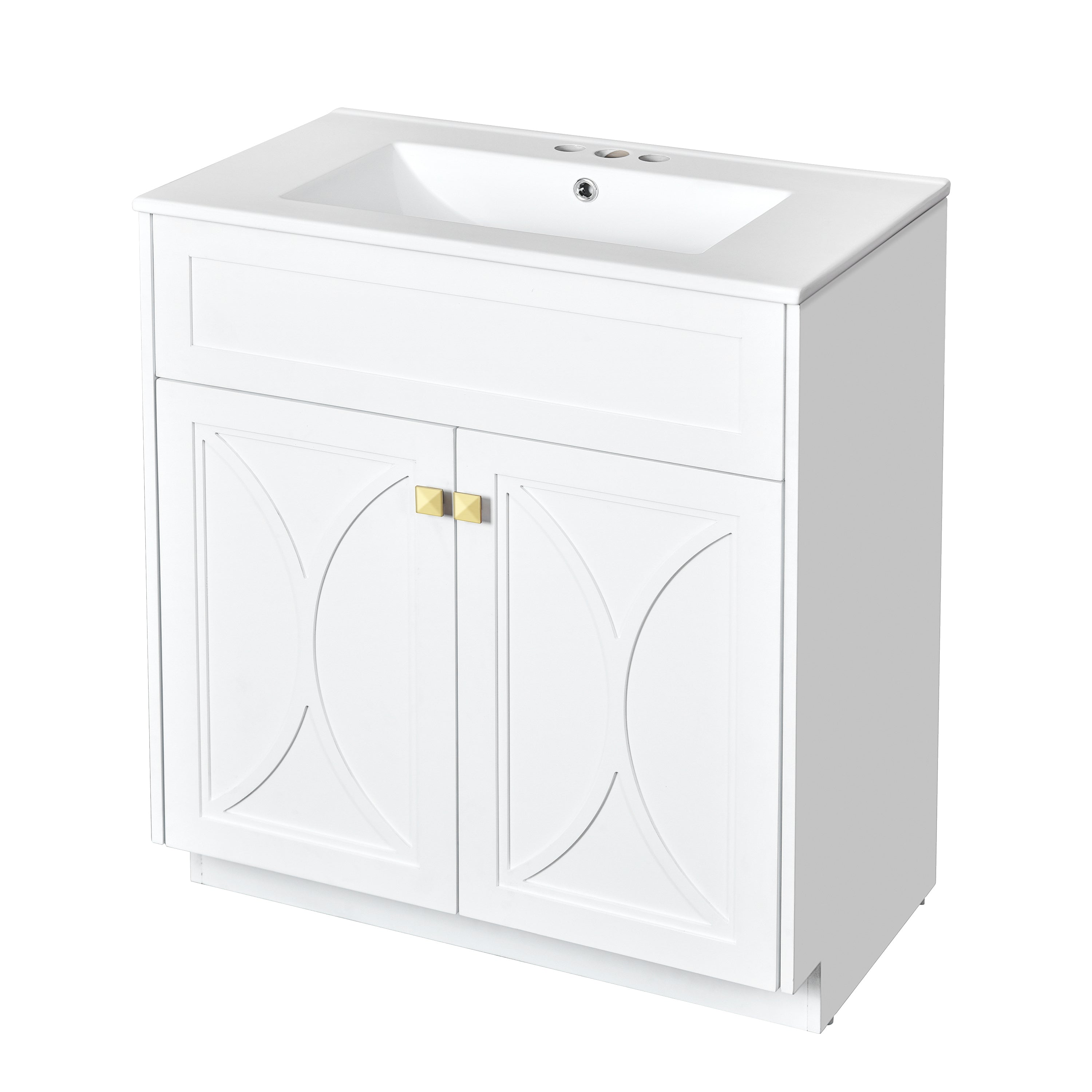 Alt View 9. Boyel Living - 30 Inch Modern Bathroom Vanity with Ceramic Sink Soft Close Doors Solid Wood FrameWhite - White.