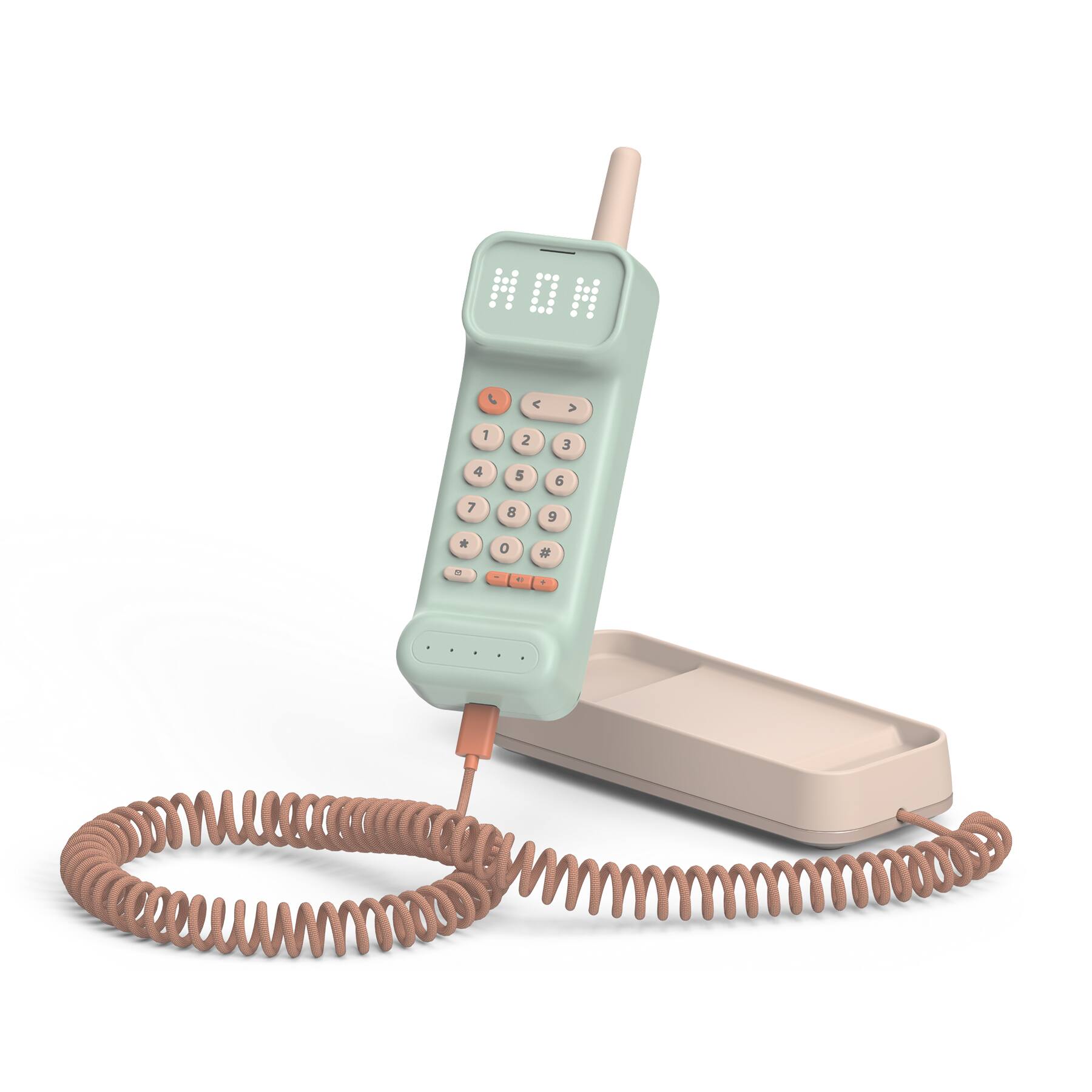 Front. Waffle - Home Screen-Free Wi-Fi Phone for Kids - Mint Green.