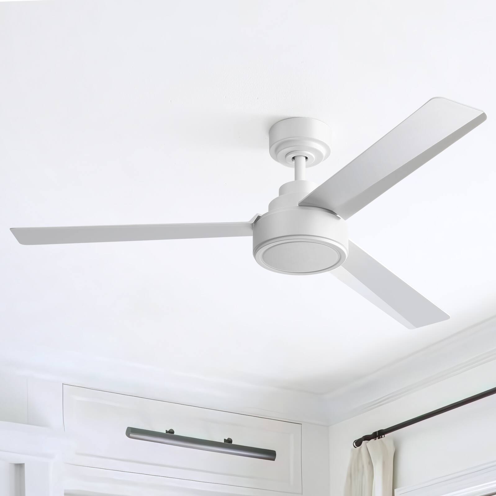 Alt View 2. Sofucor - Modern Ceiling Fans without Lights 52 Inch Ceiling Fan with Remote for Patios Bedroom DC Motor Reversible 3 Blades Timer - White.