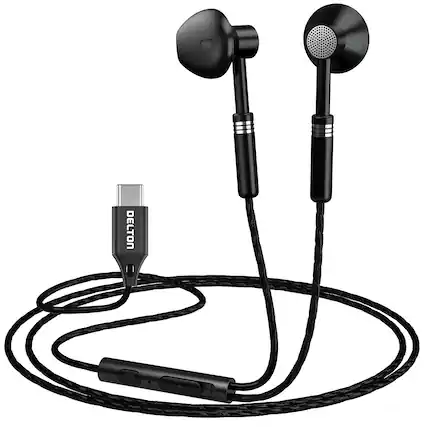 Front. Delton - Delton 18EC USB-C Wired Computer Headset/Headphones with Microphone, Black.