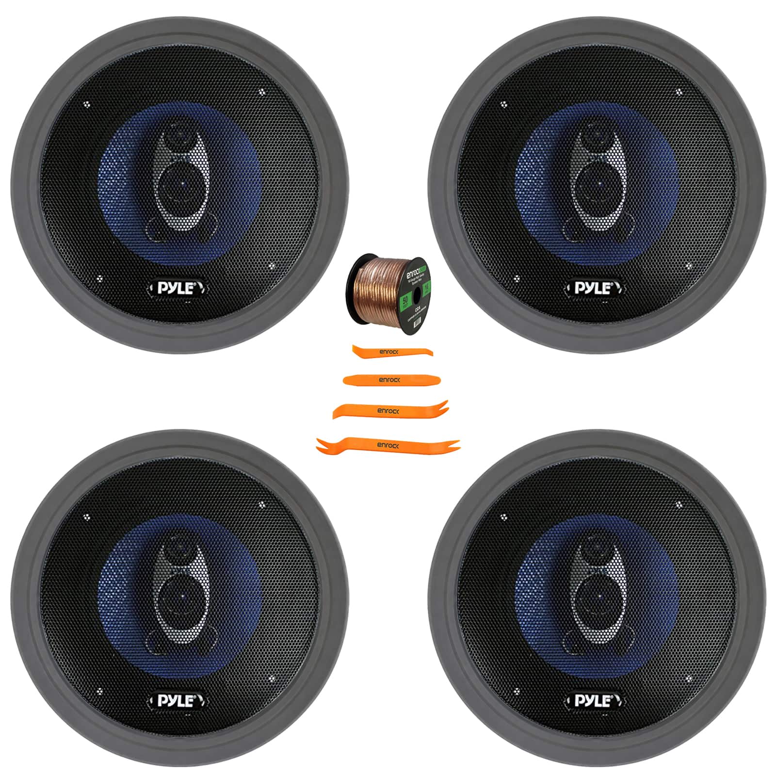 "Pyle - PL63BL 6.5'' 360 Watt 3-Way Car Audio Speakers (Qty 4), 4x 6.5"" Adjustable Speaker Baffle, Pry Tool Set, Wire" price history on PriceWatchPro