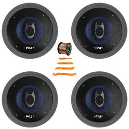 Pyle - PL63BL 6.5'' 360 Watt 3-Way Car Audio Speakers (Qty 4), 4x 6.5" Adjustable Speaker Baffle, Pry Tool Set, Wire