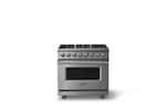 Front. Viking - 36"W. Pro5S 5.6 Cu. Ft. Freestanding Self-Clean Sealed 6B LP Dual Fuel Convection Range-Stainless Steel - Stainless Steel.