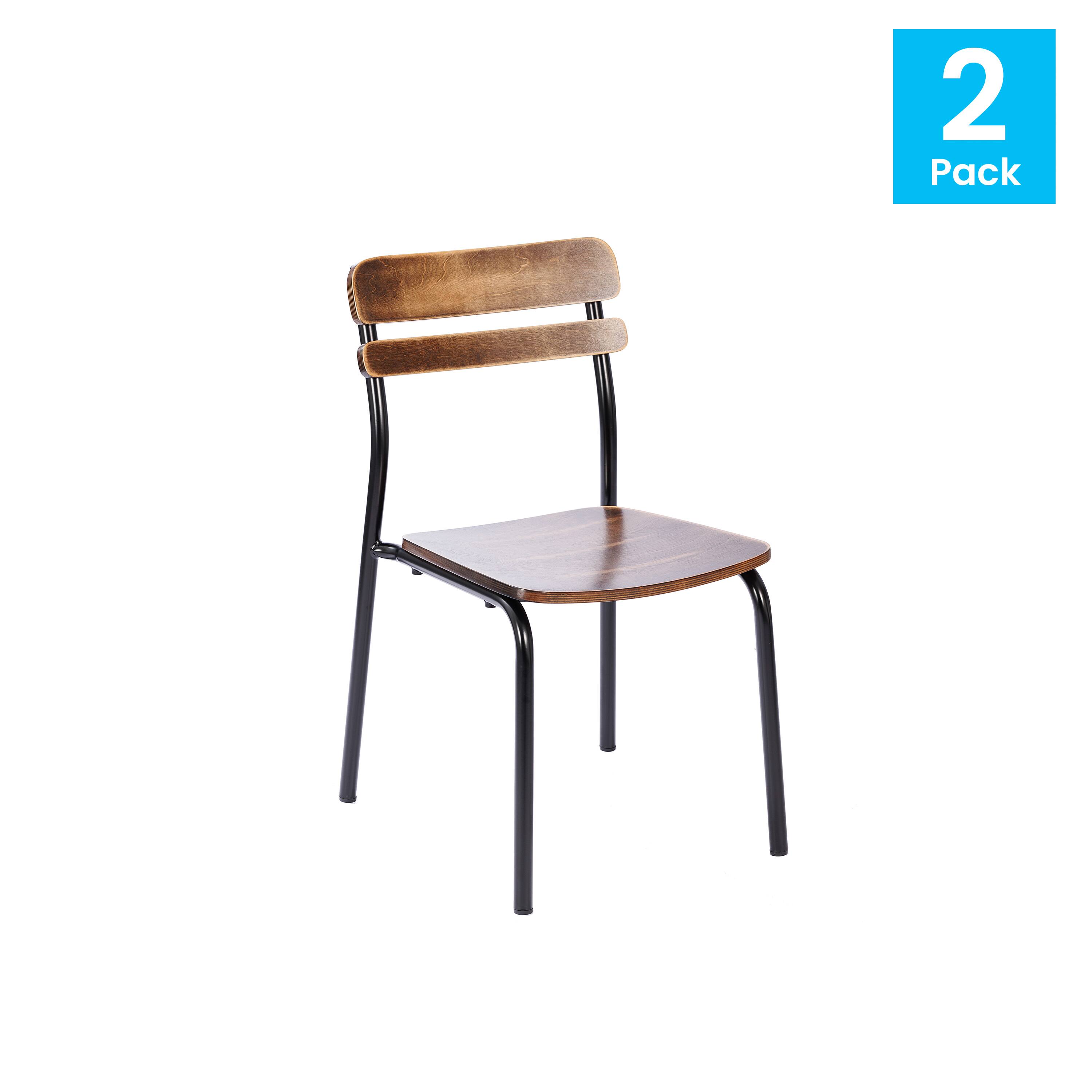 Alt View 1. Emma + Oliver - Blanchard Set of 2 Dining Chairs with Metal Frames and Solid Wood Seats and Backs with Antique Finishes - Antique Copper.