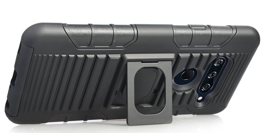 Alt View 8. Nakedcellphone - Combo for LG V40 ThinQ - Ring Grip/Stand Case and Belt Clip Holster - Black.