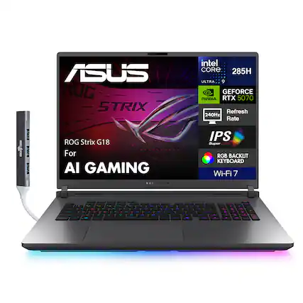 ASUS ROG STRIX
Intel CORE i9 285H ULTRA
NVIDIA GEFORCE RTX 5070
Refresh Rate 240Hz
IPS SuperCLEAR
RGB BACKLIT KEYBOARD
Wi-Fi 7
ROG Strix G18
For AI GAMING