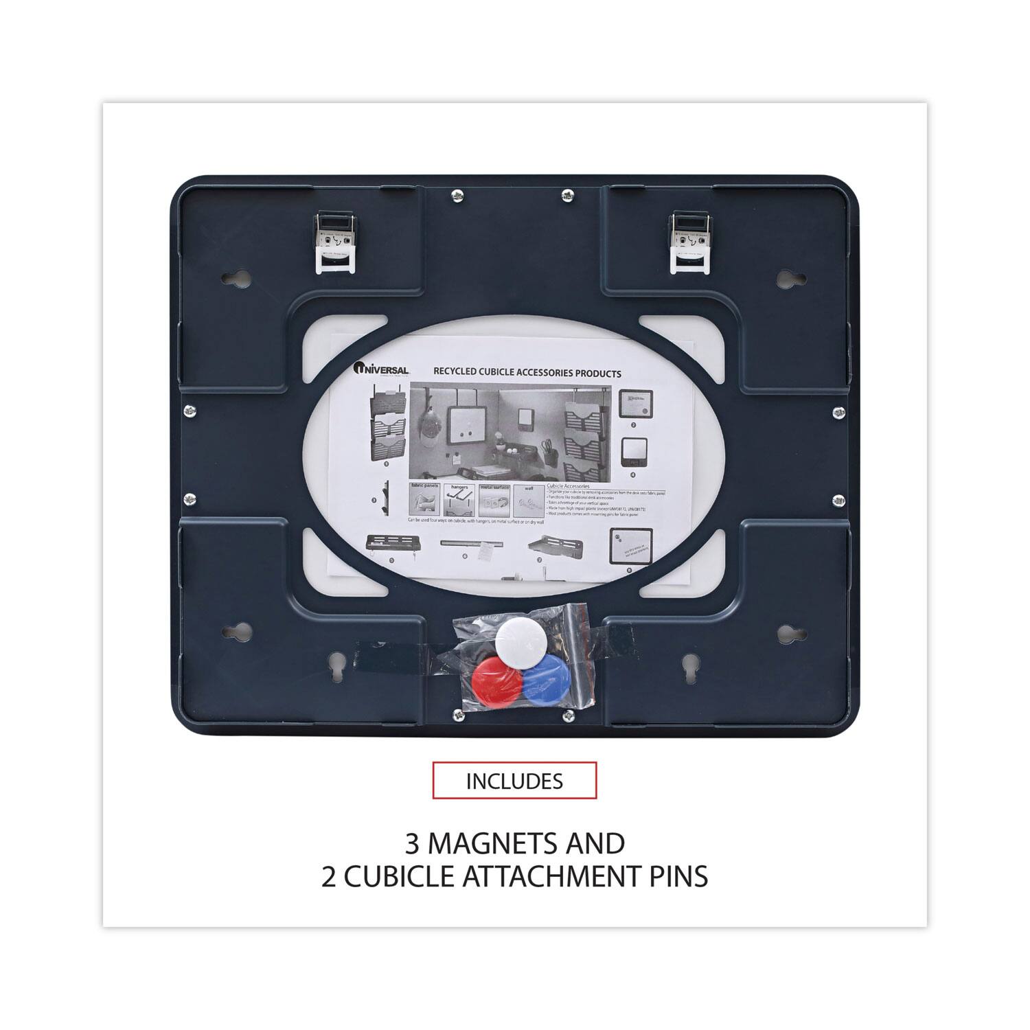Universal Recycled Cubicle Accessories Products  
Includes 3 Magnets and 2 Cubicle Attachment Pins