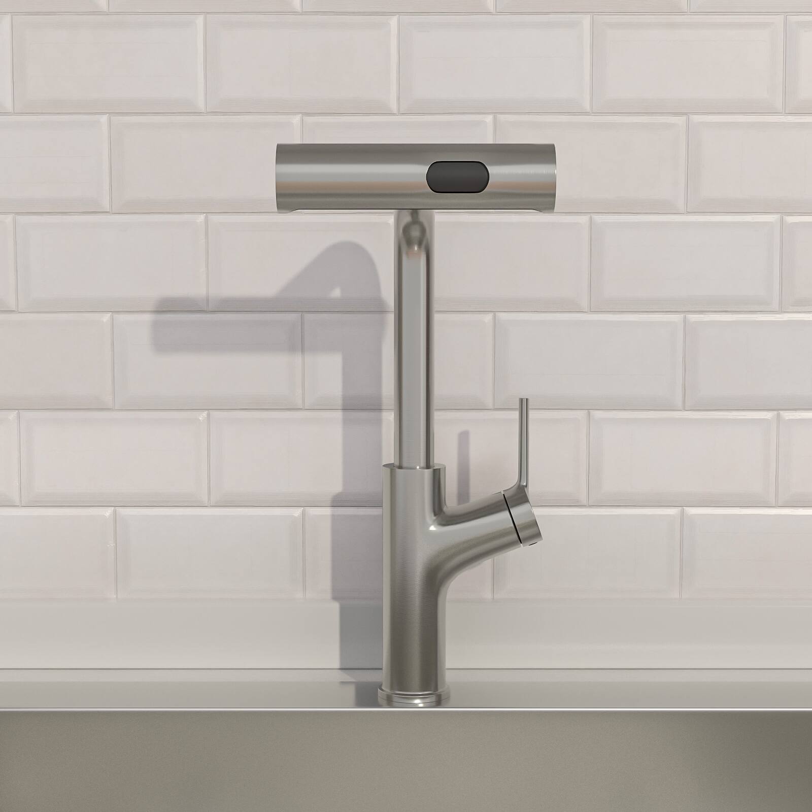 Left. Lordear - Brushed Nickel 360° Pull-Down Kitchen Faucet with 4 Spray Modes - Brushed Nickel.