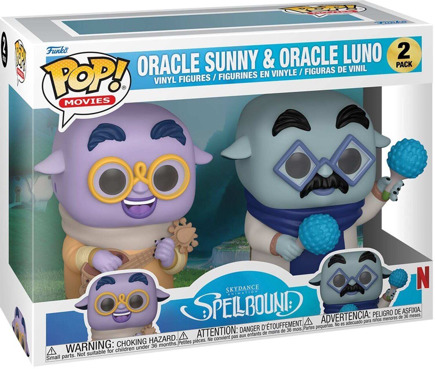 YOP FOLo i 4 Funko LUNO 2 1 ORACLE SUNNY & ORACLE PACK / FIGURAS DE VINIL POP! / FIGURINES EN VINYLE VINYL FIGURES MOVIES SKYDANCE N ANIMATION SPELBOUND D'TOUFFEMENT. ADVERTENCIA: No es adecuado para PELIGRO nios menores DE de ASFIXIA. 36 meses. DANGER mois Partes pequeras. ATTENTION: moins de 35 enfants de convient pas aux CHOKING HAZARD. Petites pieces. Ne WARNING: under 36 months for children Not suitable Small parts.