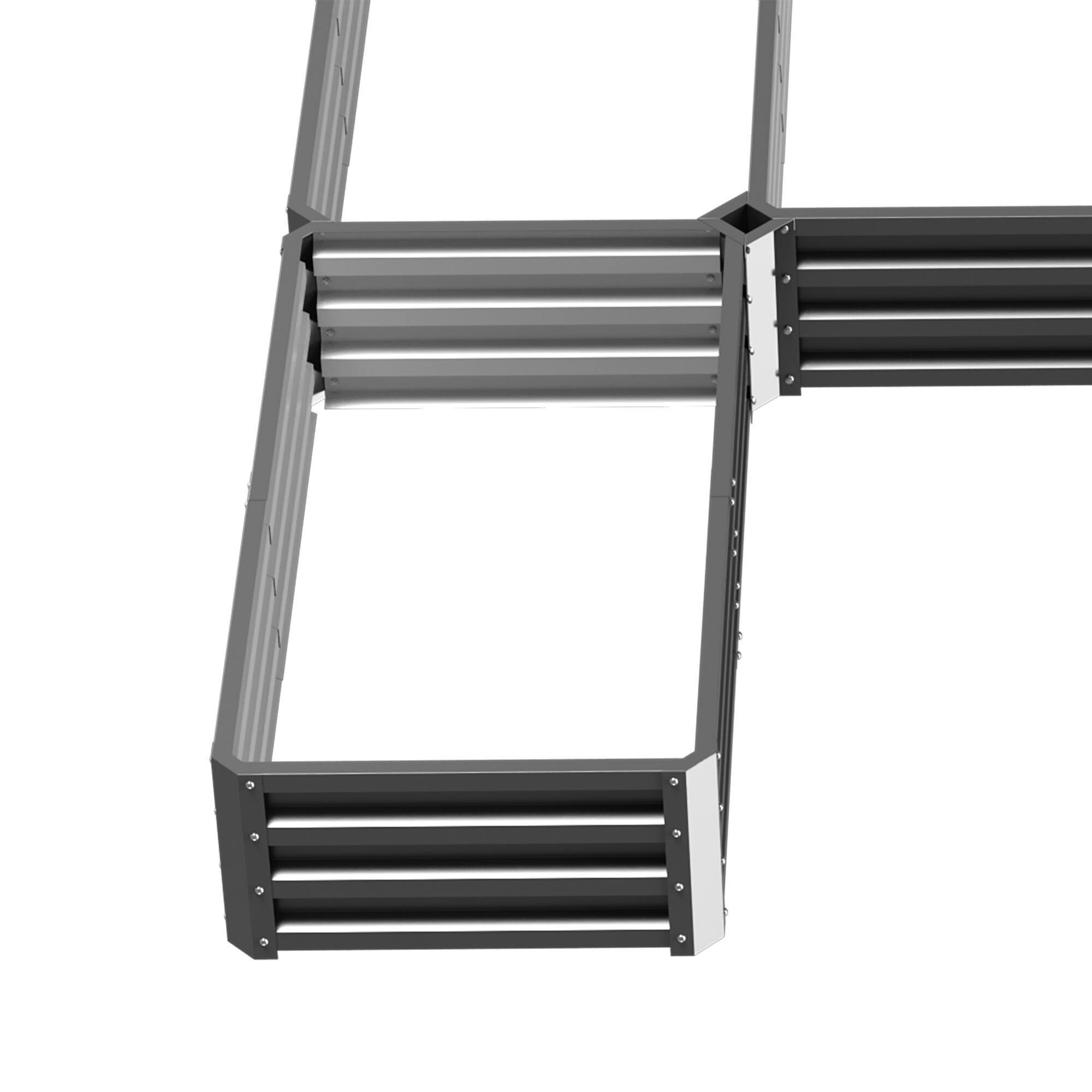 Alt View 8. Outsunny - 8 x 8' Raised Garden Bed Set, Large Steel Flower Planters for Outdoor Plants, Easy Assembly for Vegetables - Gray.