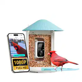 BIRDFY - Smart Bird Feeder with Camera, AI Bird Recognition (7-Day Free Trial), HD Video for Backyard Birdwatching - Blue