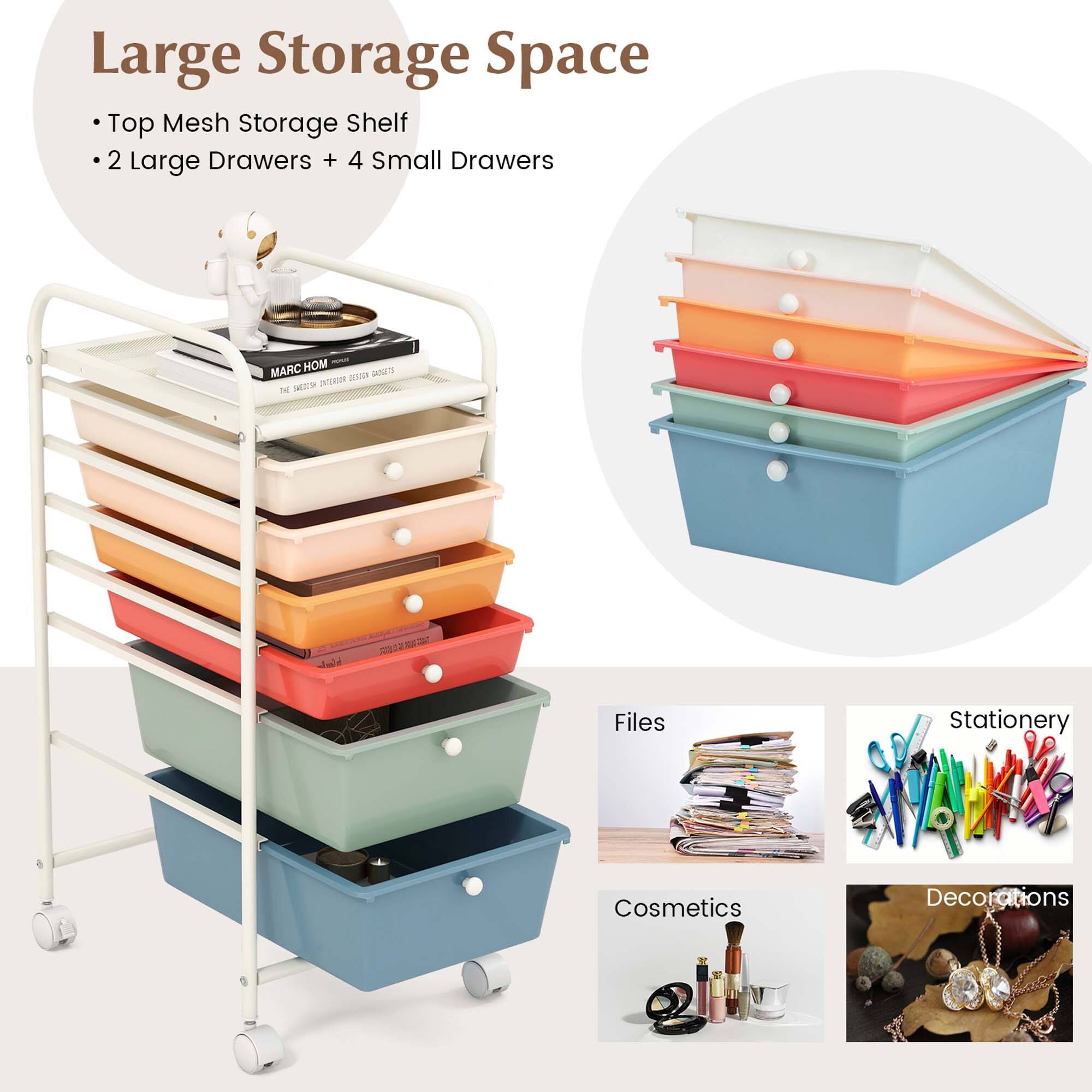 Large Storage Space Top Mesh Storage Shelf 2 Large Drawers + 4 Small Drawers - MARC HOM MIET rNTLAIE aria tl Sae - Files Stationery Cosmetics Decorations