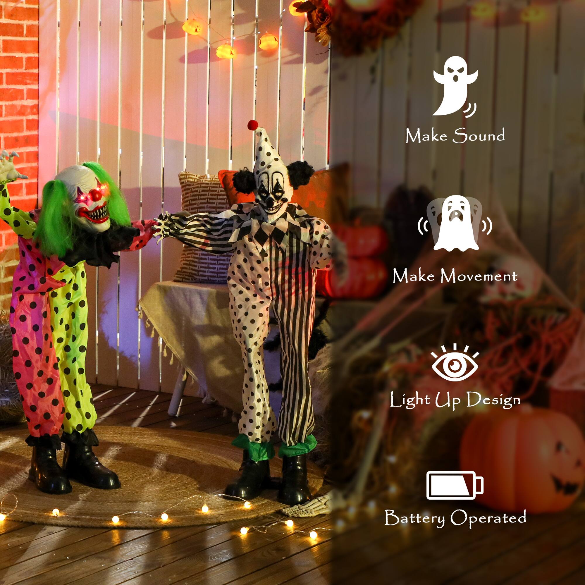 Make Sound  
Make Movement  
Light Up Design  
Battery Operated