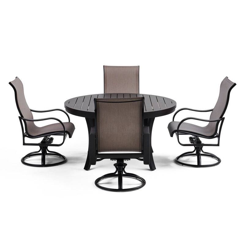 Back. Yardbird® - Pepin 5 Piece Round Dining Set with Swivel Rocking Chairs - Sierra.