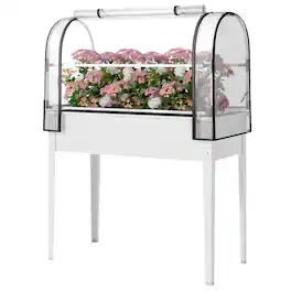 Outsunny - Garden Bed with Flip-Up Greenhouse Cover