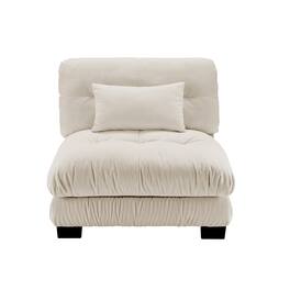 Ropilly - Light Coffee Armless Sofa, Chenille Upholstered Single Seat Sofa with Pillow - Light Coffee