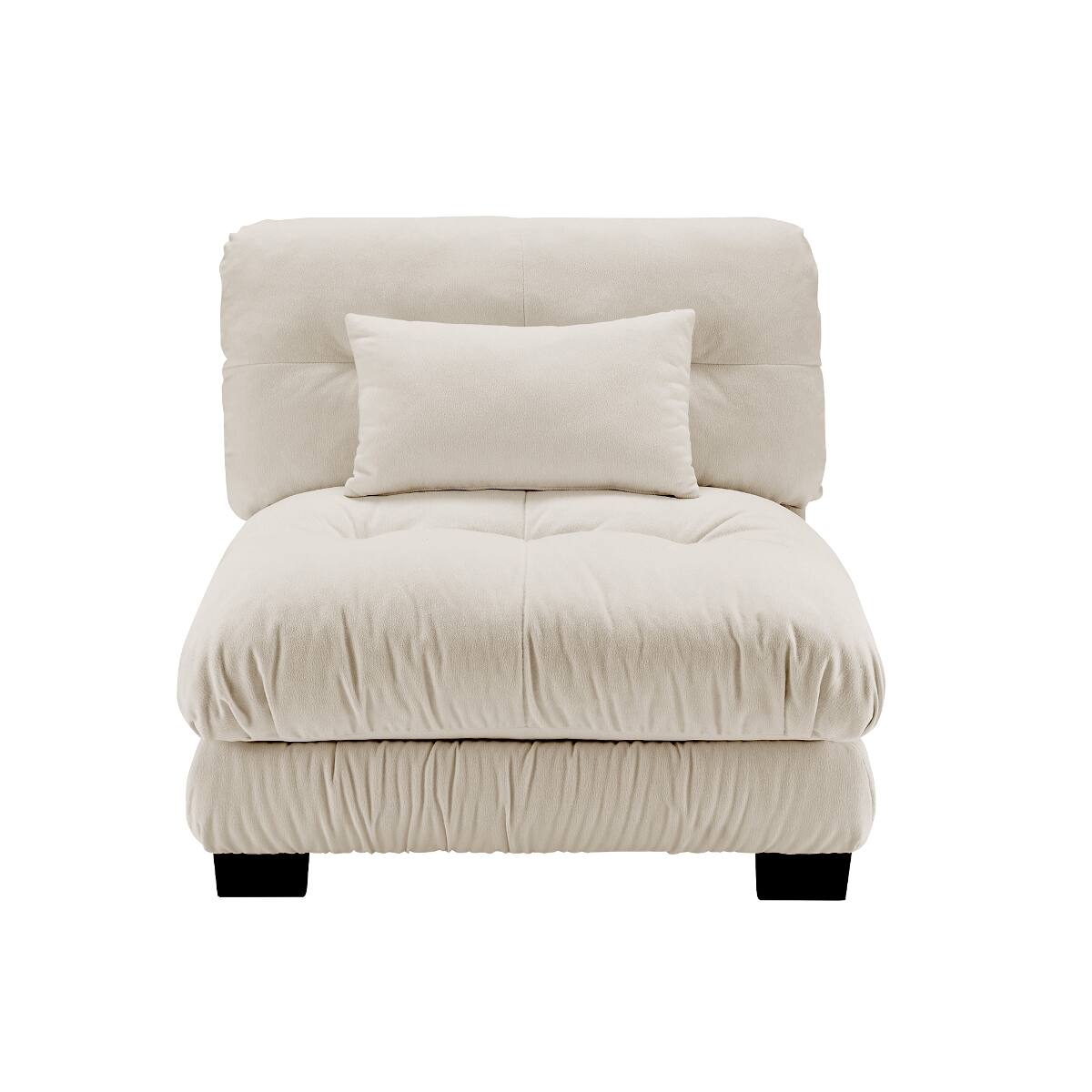 Front. Ropilly - Ropilly Light Coffee Armless Sofa, Chenille Upholstered Single Seat Sofa with Pillow - Light Coffee.