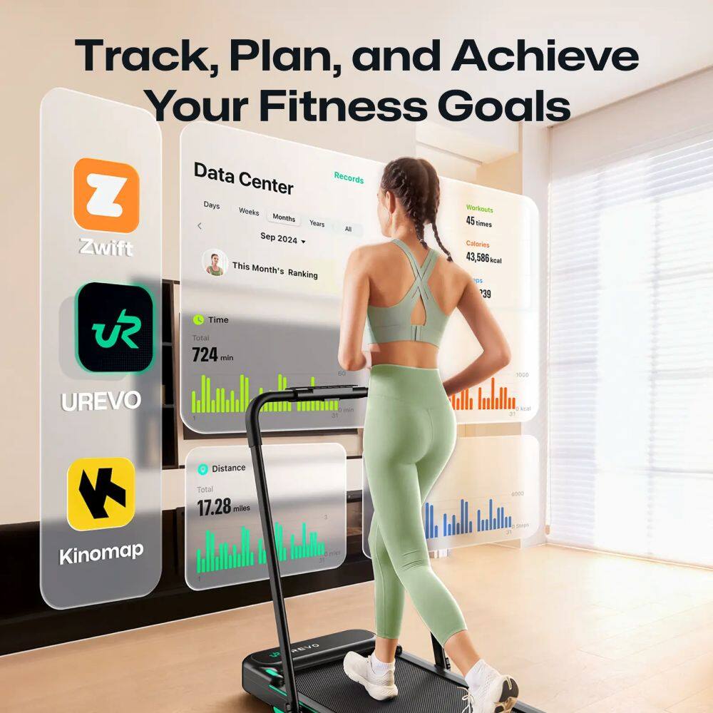 Track, Plan, and Achieve Your Fitness Goals

Zwift  
UREVO  
Kinomap

Data Center  
Records  
Days Weeks Months Years  
All  
Sep 2024  

This Month's Ranking  

Time  
Total 724 min  

Workouts  
45 times  

Calories  
43,586 kcal  

Distance  
Total 17.28 miles