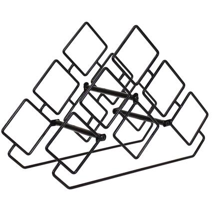 Front. Sunnydaze - 6-Bottle Steel Wire Triangular Tabletop Wine Rack - Black.