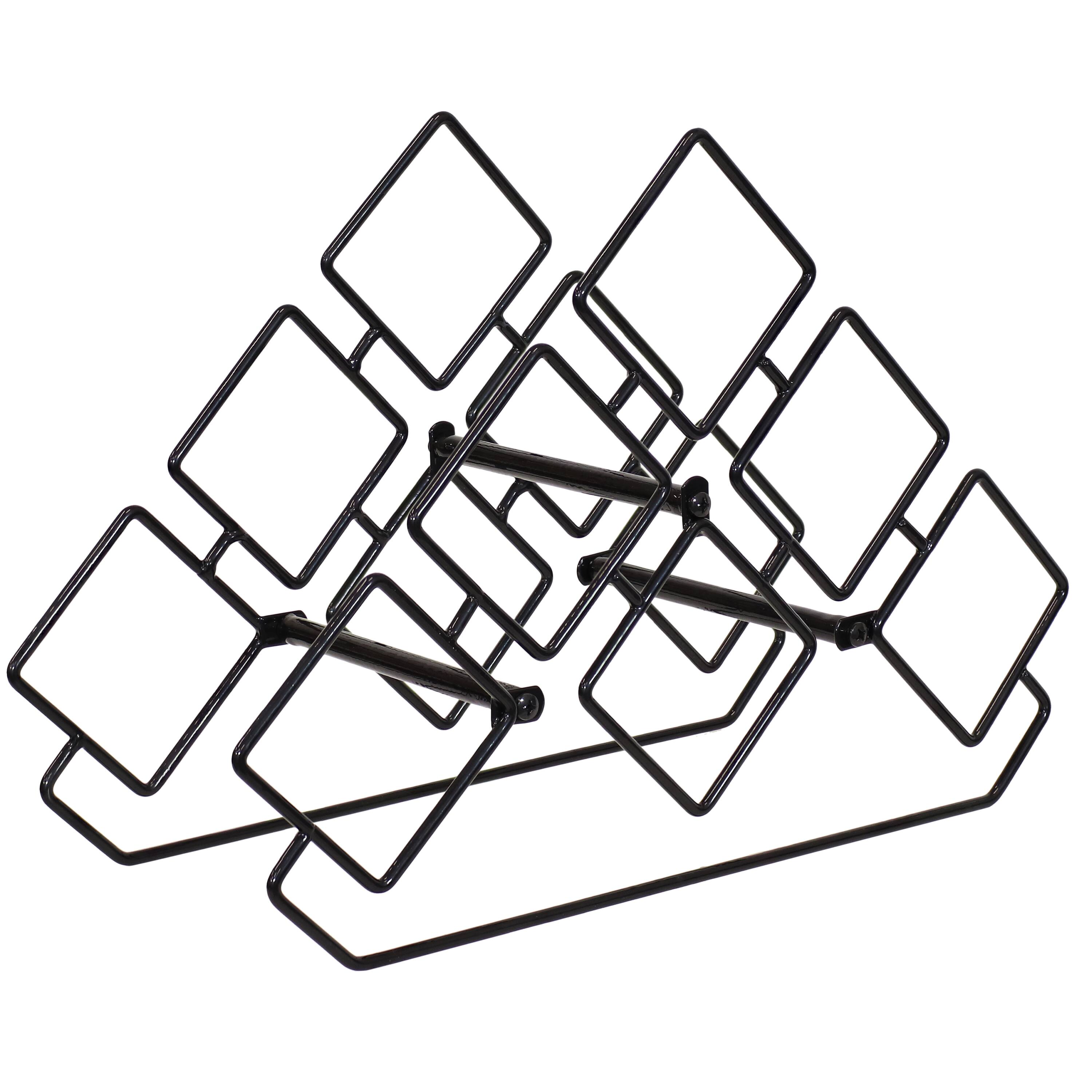 Front. Sunnydaze - 6-Bottle Steel Wire Triangular Tabletop Wine Rack - Black.