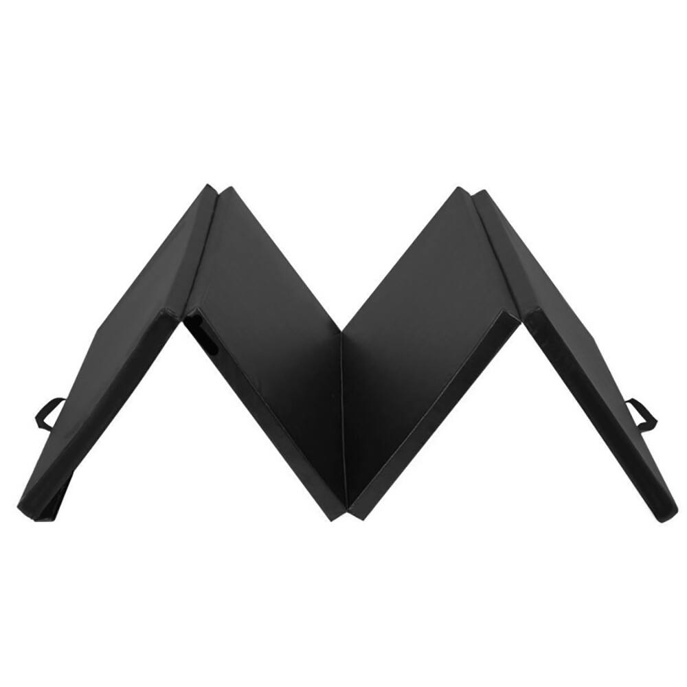Angle. Pefilos - 4 Feet x 10 Feet Thick Folding Panel Gymnastics Mat-Black, Folding Thick Exercise with Carrying Handles for Yoga Mat - Black.