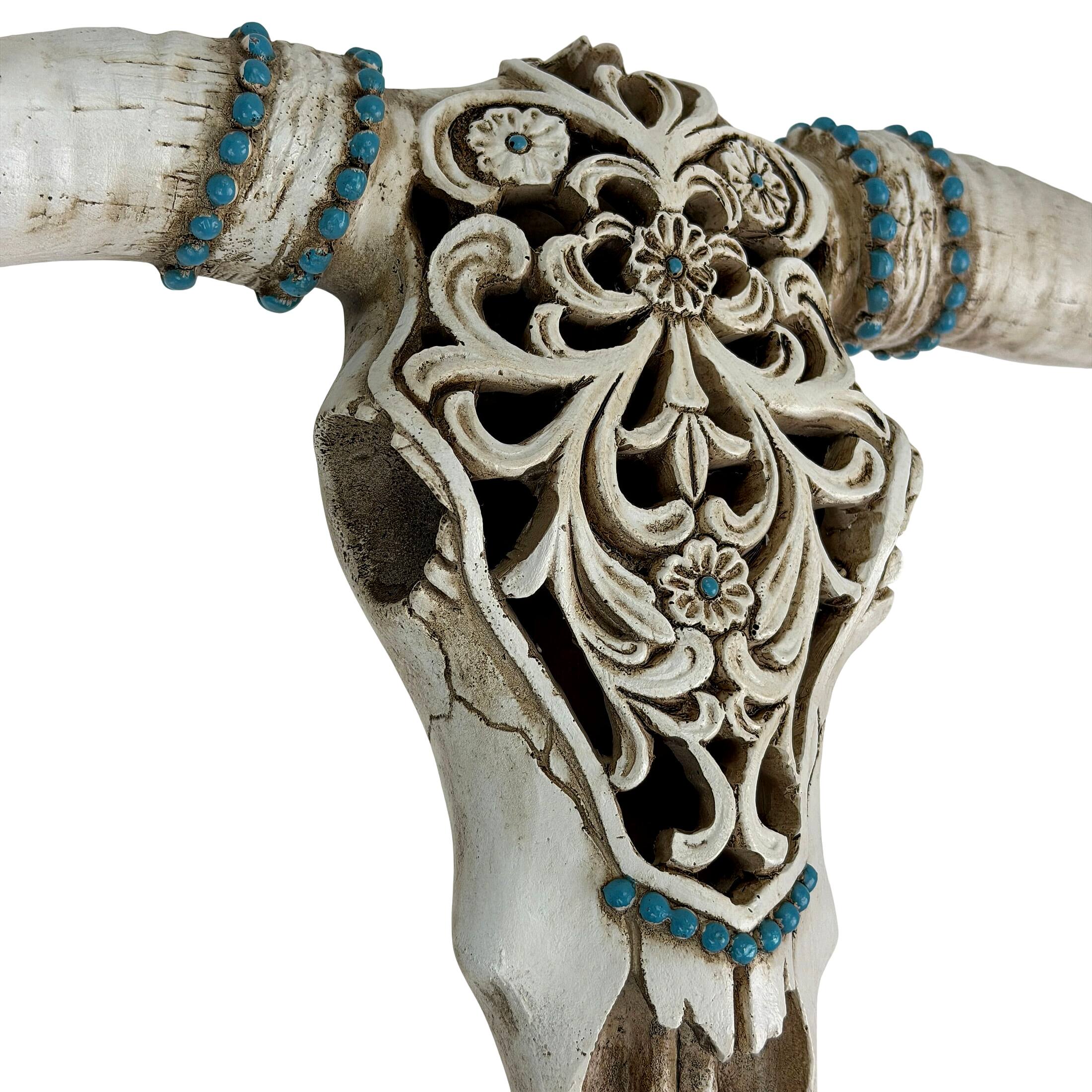 Alt View 3. Things2Die4 - Decorative Wall Steer Southwestern Resin Sculpture 13 in off White - Off-white.