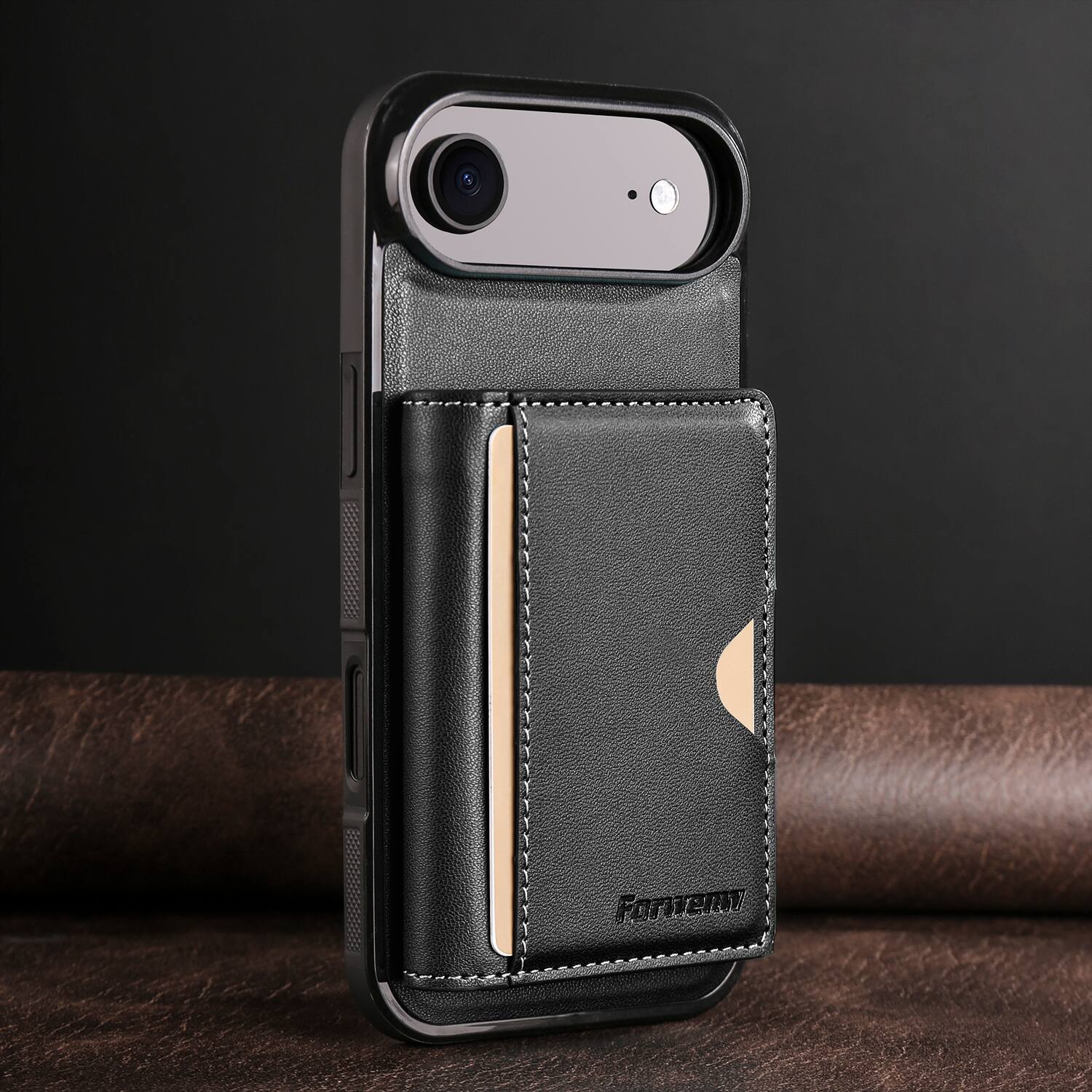 Left. Dteck - 2-in-1 Magnetic Detachable Wallet Case for Apple iPhone Air, PU Leather Shockproof Cover with Kickstand - Black.