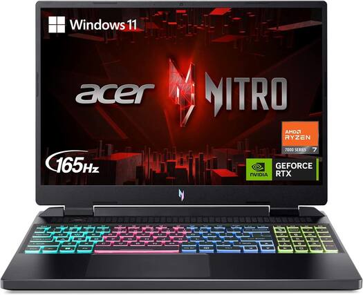 Windows 11 acer NITRO AMD Ryzen 165Hz 7000 Series 7 GeForce NVIDIA RTX
