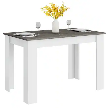 Front. Resenkos - 47 In Dining Table for Kitchen and Dining Room-Dark Gray, Dining Table - Gray.
