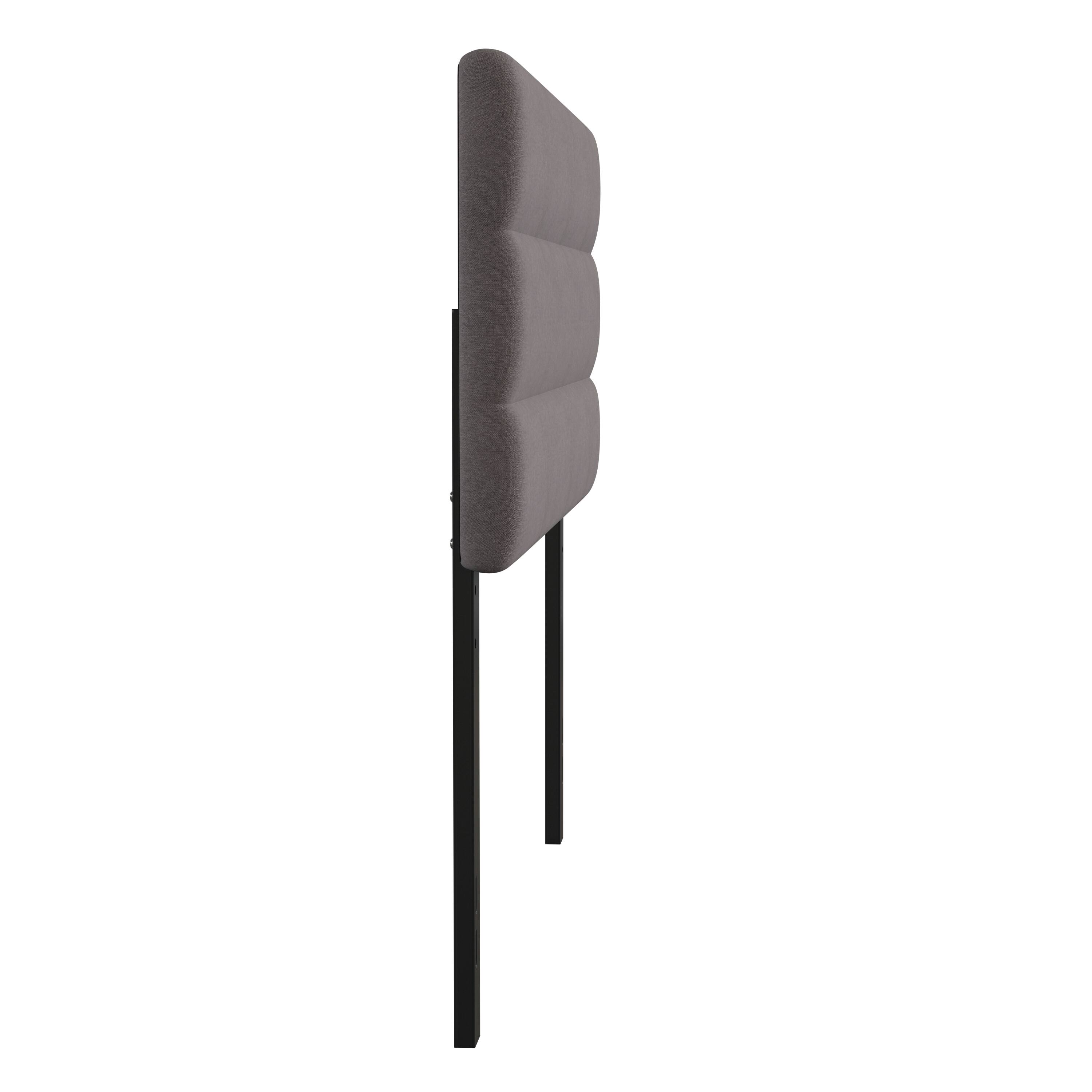 Alt View 8. Emma + Oliver - Gannon Modern Upholstered Headboard with Horizontal Line Stitching and Adjustable Height Rails - Gray.