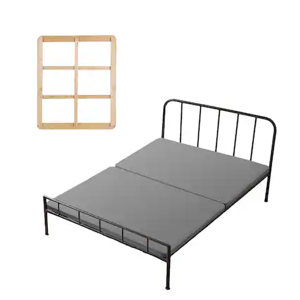 Front. VEVOR - Full Size Bunkie Board, 1.5 in Bed Board Slats with 200D Oxford Cloth, Wooden Mattress Support for Full Size Bed - Gray.