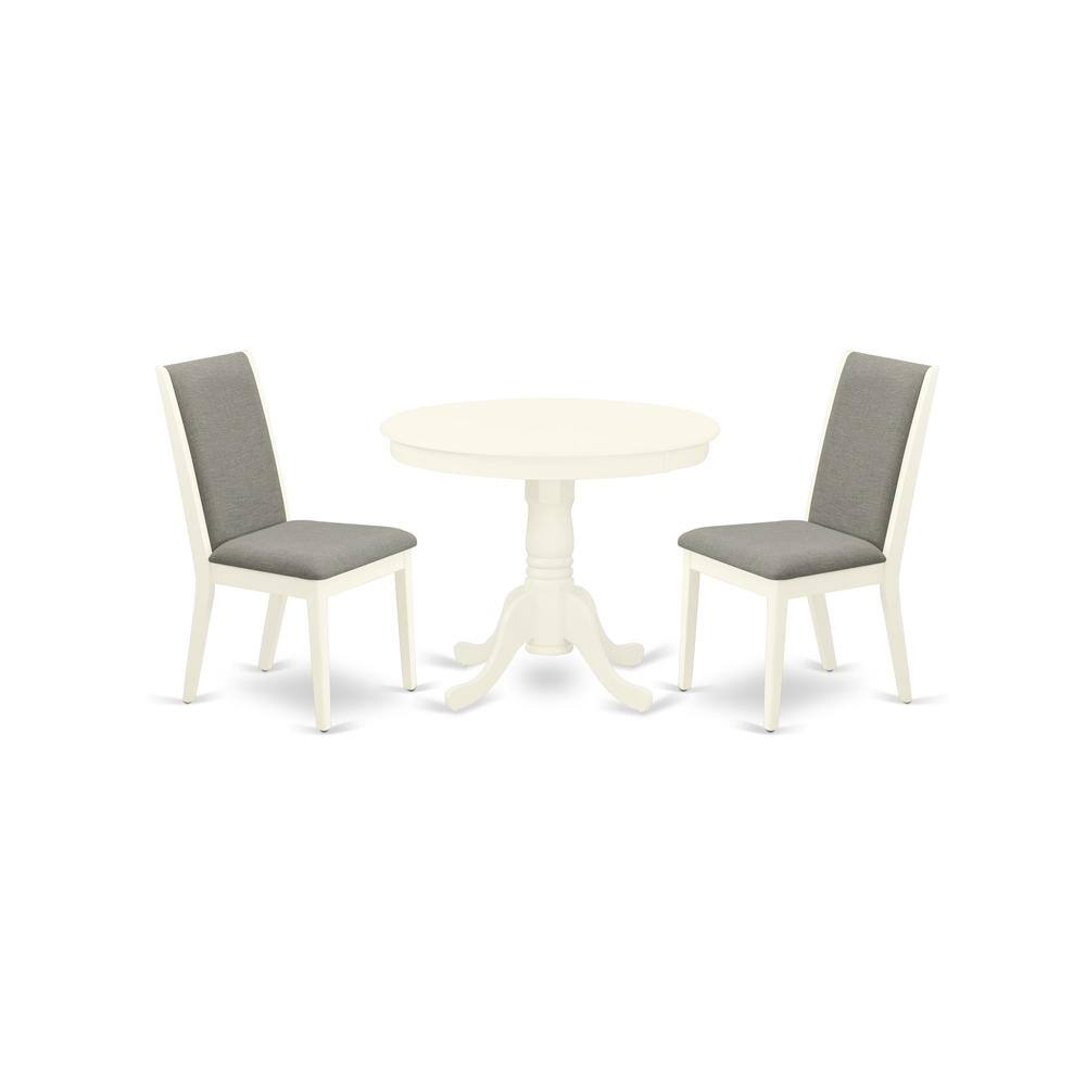 Back. East West Furniture - Dining Room Set Linen White - Brown.