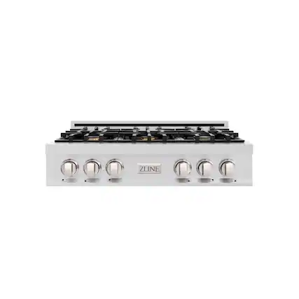 Front. ZLINE - 36 in. Wide 6 Burner Classic Gas Rangetop with and Porcelain Cooktop in Stainless Steel (RT-BR-36) - Stainless steel.