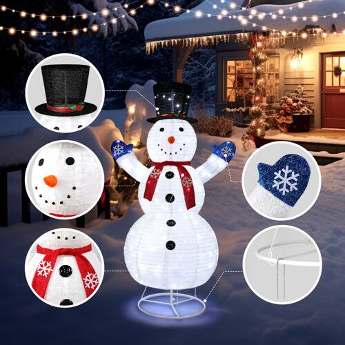 Alt View 3. Winado - 6 FT Lighted Artificial Christmas Snowman Pre-Lit Pop-up Christmas Snowman with 200 LED Lights - White.
