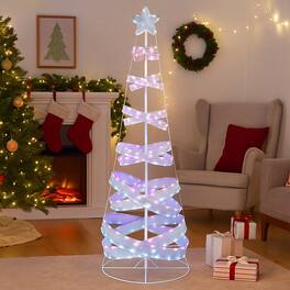BreeBe - Outdoor 7FT Spiral Christmas Tree – Ideal for Xmas and New Year Parties - White