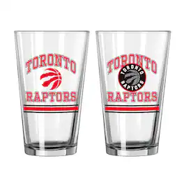 Logo Brands - Toronto Raptors 16oz. Pint Glass Two Pack - Multicolor