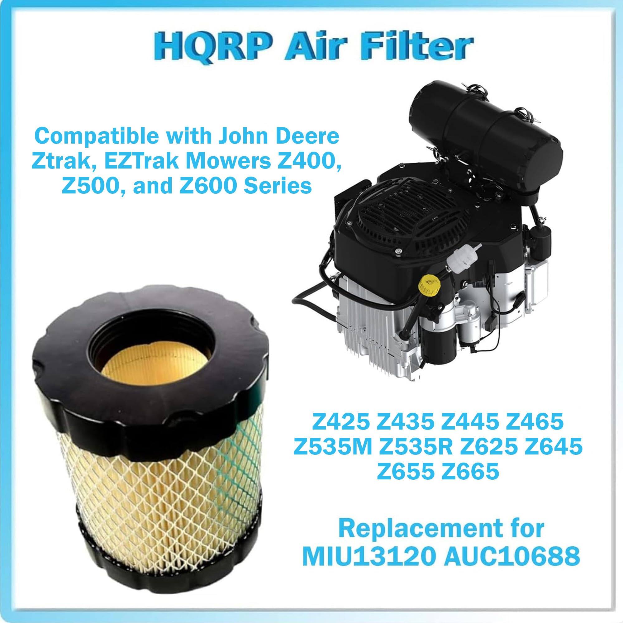HQRP Air Filter

Compatible with John Deere Ztrak, EZTrak Mowers Z400, Z500, and Z600 Series

Z425 Z435 Z445 Z465 Z535M Z535R Z625 Z645 Z655 Z665

Replacement for MIU13120 AUC10688