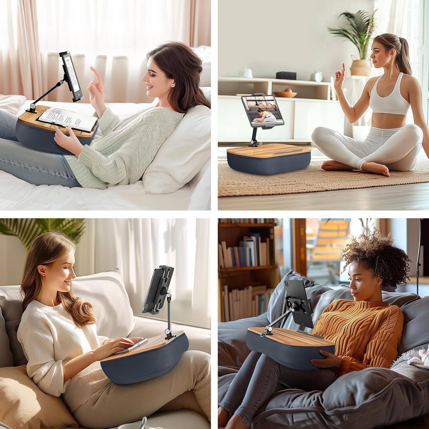 Alt View 1. FINEAK - Adjustable Beanbag Tablet Stand & Lap Desk with 360° Rotation - Muted Gray.