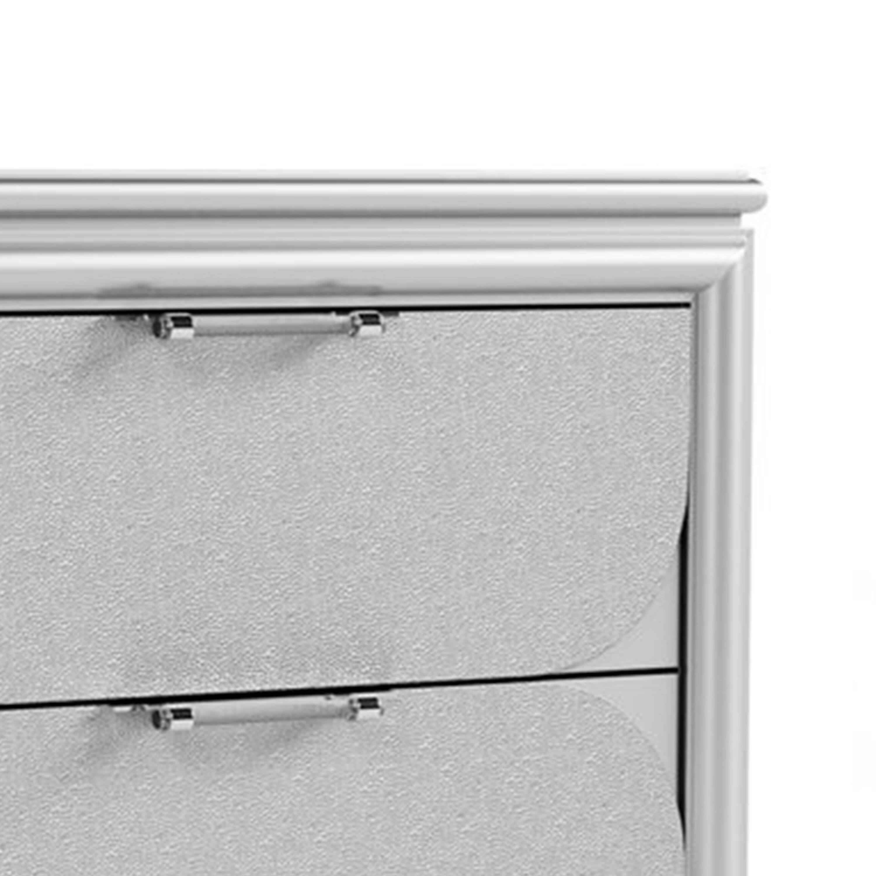 Alt View 2. Manhattan Lane - Dima Nightstand, 2 Drawers w Acrylic Handles, 24 Inch - Pearl White, Clear.